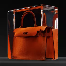 Art object in epoxy resin "Hermes Kelly"