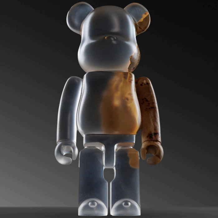 Art object made of elm and epoxy resin "Bearbrick"