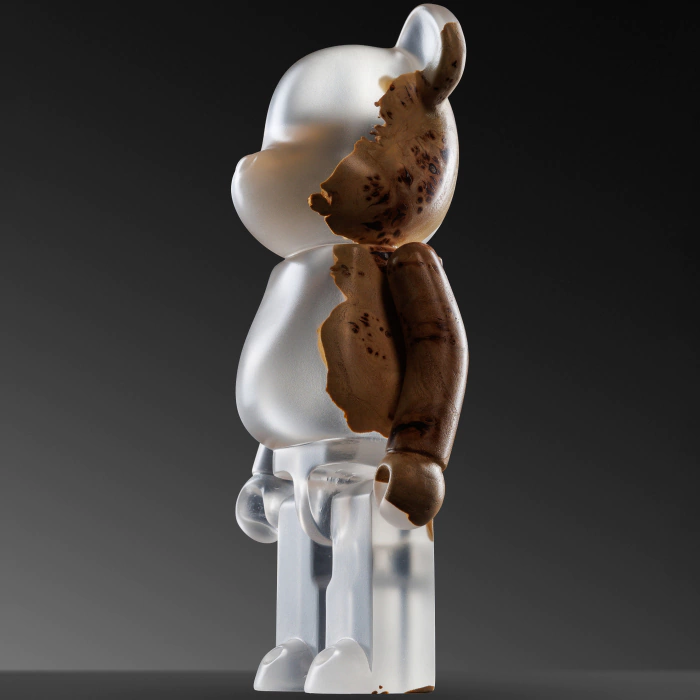 Art object made of elm and epoxy resin "Bearbrick"