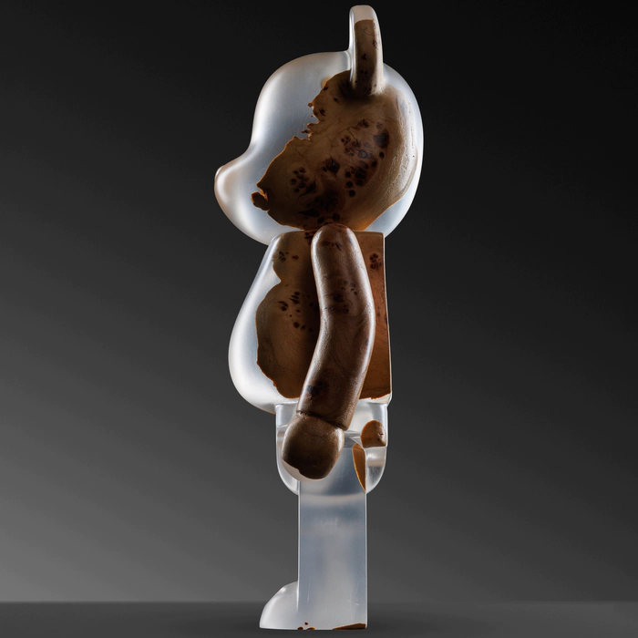 Art object made of elm and epoxy resin "Bearbrick"