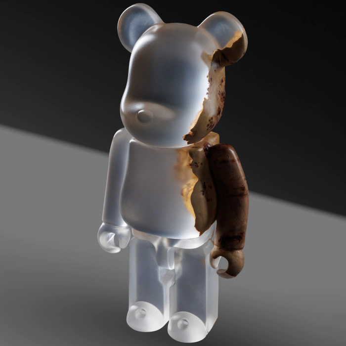 Art object made of elm and epoxy resin "Bearbrick"