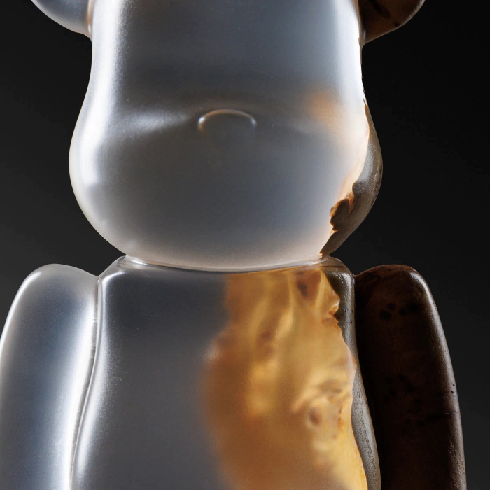 Art object made of elm and epoxy resin "Bearbrick"
