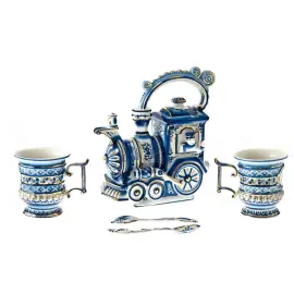 Чайный набор "Паровоз" с чашками "Ермакова" на 2 персоны Чайный набор "Паровоз" с чашками "Ермакова" на 2 персоны