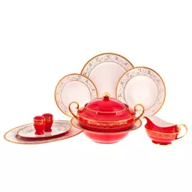 Столовый сервиз "Узоры", 26 предметов, красный