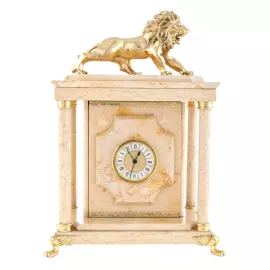 Часы-сейф "Лев" малый (бежевый мрамор)