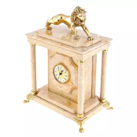 Часы-сейф "Лев" малый (бежевый мрамор)