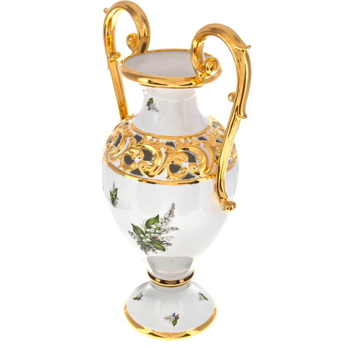Vase with handles, with a lily of the valley pattern