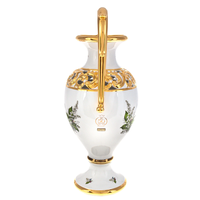Vase with handles, with a lily of the valley pattern