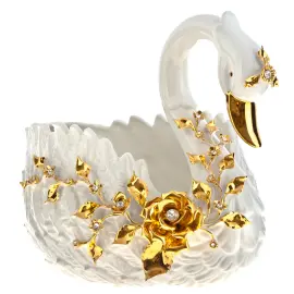 Ваза для фруктов "Лебедь", золотого цвета Ваза для фруктов "Лебедь", золотого цвета