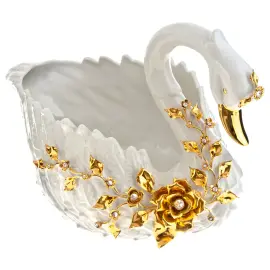 Ваза для фруктов "Лебедь", золотого цвета Ваза для фруктов "Лебедь", золотого цвета