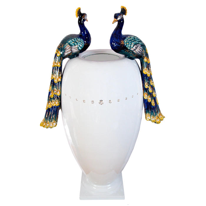 Vase "Two peacocks", on a stand
