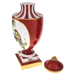 Vase with lid "Birds" red