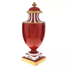 Ваза с крышкой "Птицы" красная