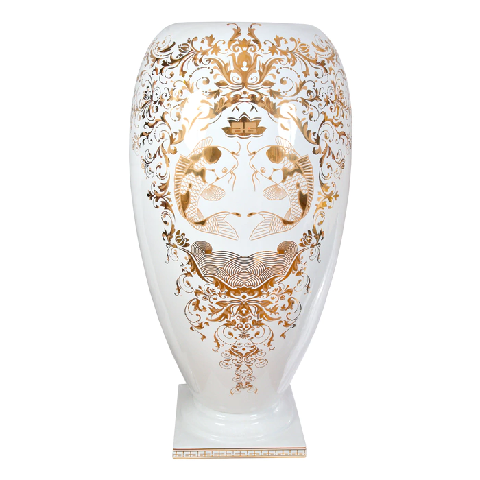 Vase "Diamante" white with a pattern
