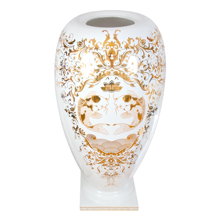 Vase "Diamante" white with a pattern