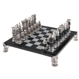 Шахматный набор из мрамора и стали с чернением "Барокко"