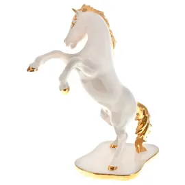 Статуэтка "Безудержный конь", цвет: слоновая кость с золотом, на подставке