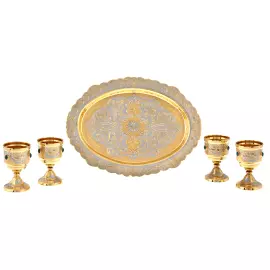 Набор для водки с малахитом "Чарка" на 4 персоны, Златоуст