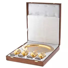 Набор для водки с малахитом "Чарка" на 4 персоны, Златоуст