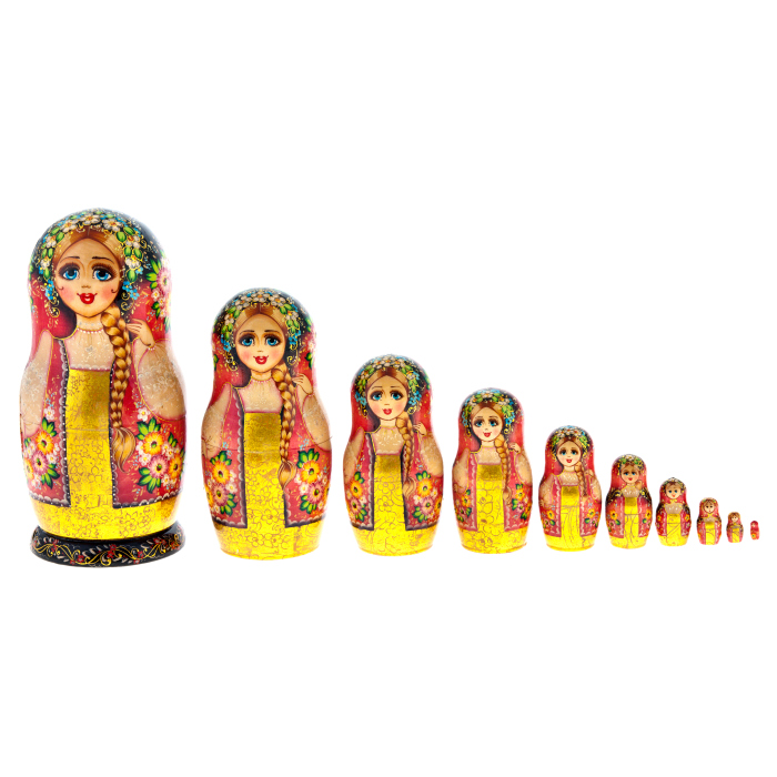 Matryoshka doll for 10 places "Flowers" (25 cm)