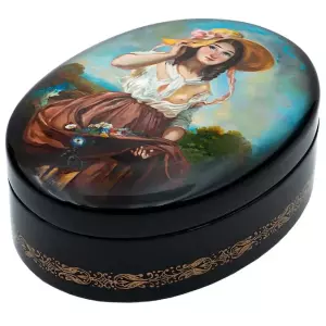 Шкатулка "Цветочница" Корсакова, Федоскино