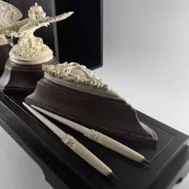 Письменный набор из бивня мамонта "Двуглавый орёл"