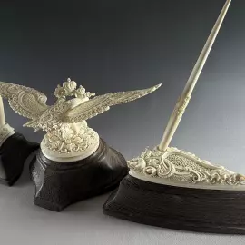 Письменный набор из бивня мамонта "Двуглавый орёл"