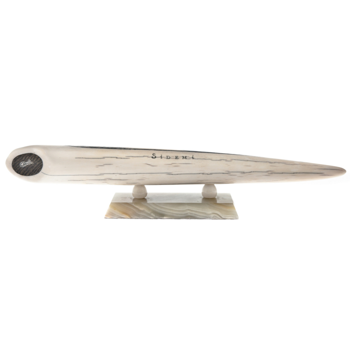 Walrus tusk souvenir "Tiger at a watering hole", scrimshaw