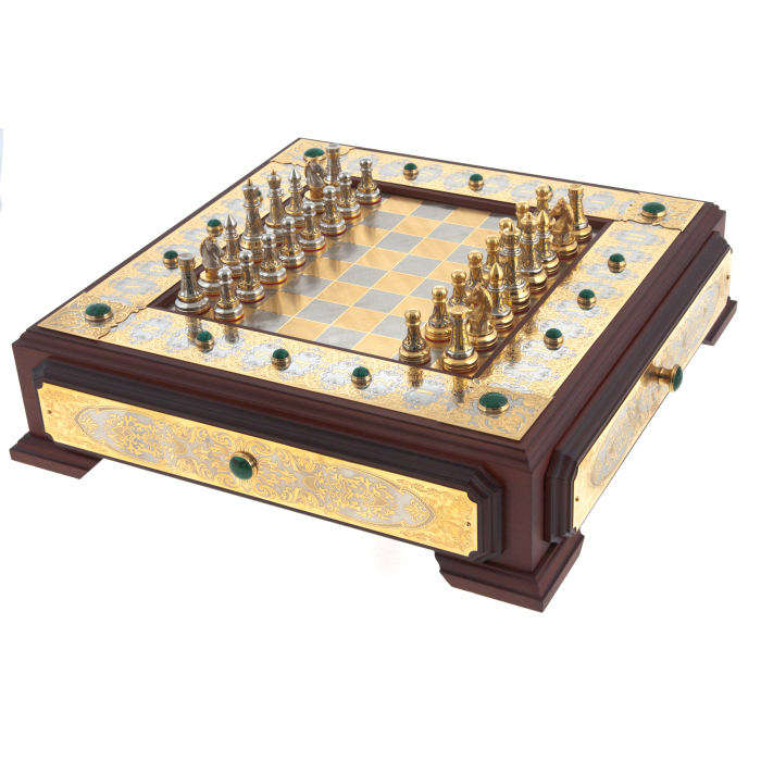 Staunton chess with malachite, Zlatoust