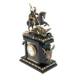 Каминные часы "Рыцарские. Георгий Победоносец" яшма