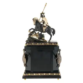 Каминные часы "Рыцарские. Георгий Победоносец" яшма