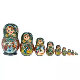 Матрешка на 10 мест "Зимняя деревня" 25 см