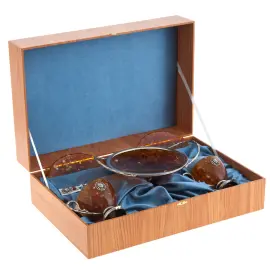 Чайный набор из янтаря "Лев" с конфетницей на 2 персоны