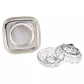 Масленка хрустальная, цвет серебро