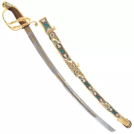 Сабля "Правитель" с бирюзой и эмалями, Златоуст