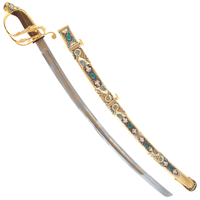 Ruler saber with turquoise and enamels, Zlatoust