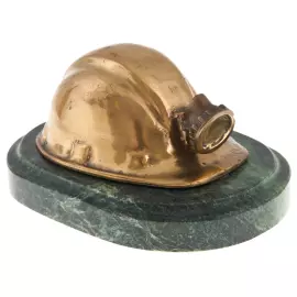 Сувенир из бронзы и змеевика "Шахтерская каска"
