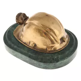 Сувенир из бронзы и змеевика "Шахтерская каска"