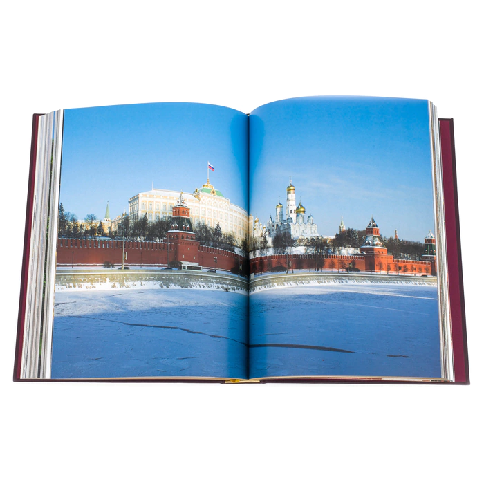 Leather-bound gift book "Moscow Kremlin" in a box (bilingual edition)