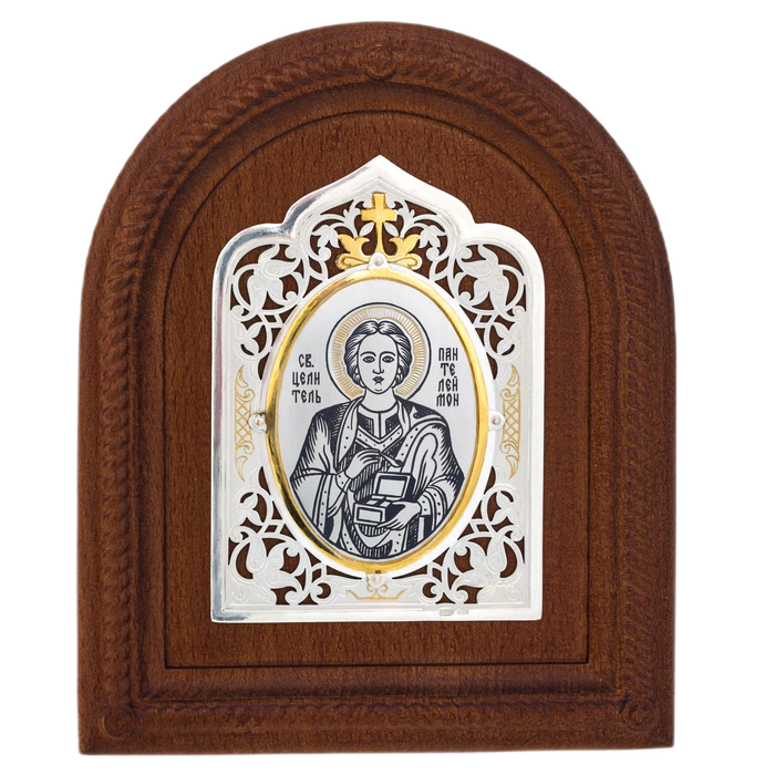 Silver icon "Saint Healer Panteleimon"