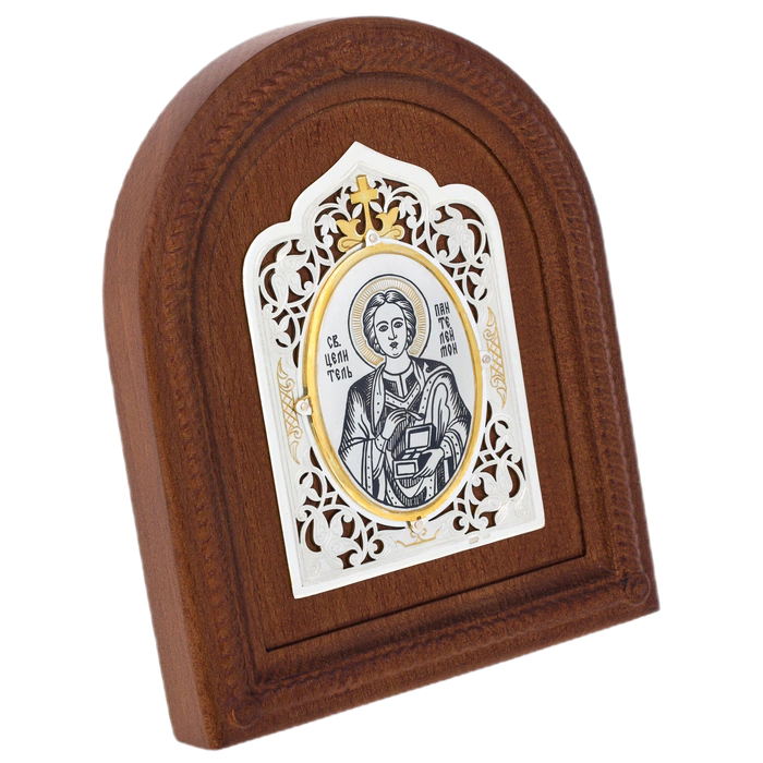 Silver icon "Saint Healer Panteleimon"
