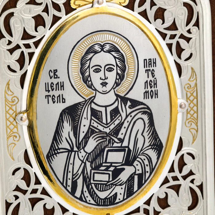 Silver icon "Saint Healer Panteleimon"