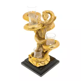 Набор для водки "Змея на дереве" золотой, на 6 персон