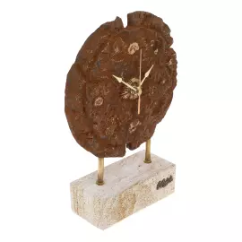 Table clock "Fossil" (Round fossil clock)