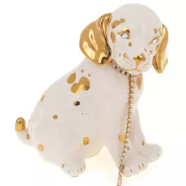 Статуэтка "Щенок" цвет: слоновая кость с золотой отделкой