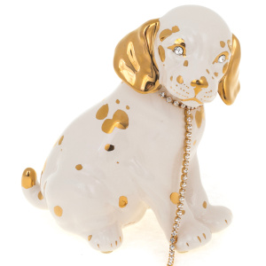 Puppy figurine color: ivory with gold trim