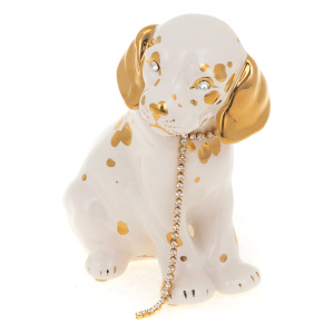 Puppy figurine color: ivory with gold trim