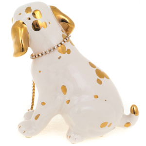 Puppy figurine color: ivory with gold trim