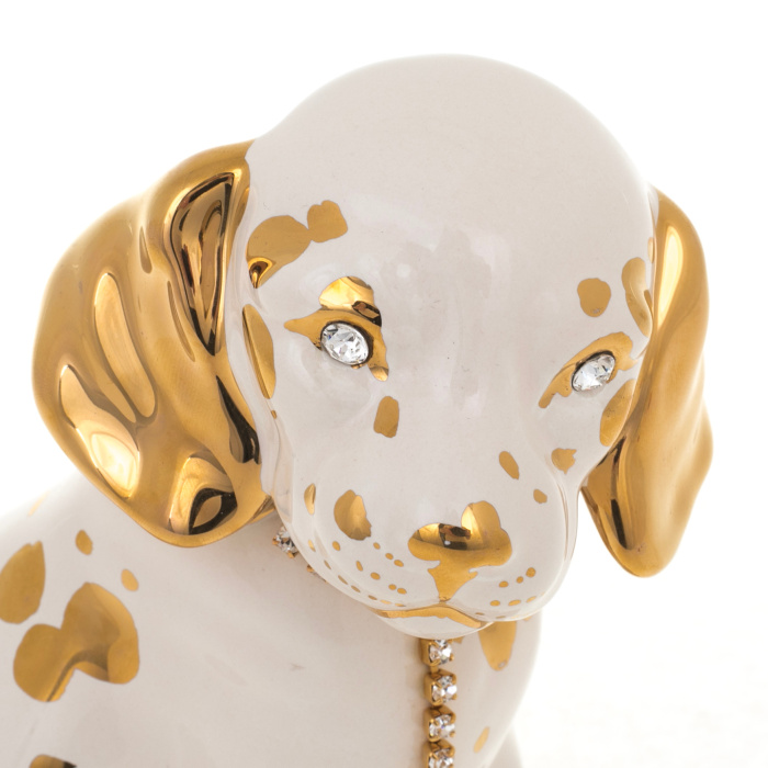Puppy figurine color: ivory with gold trim
