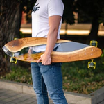 Longboard made of wood and epoxy resin